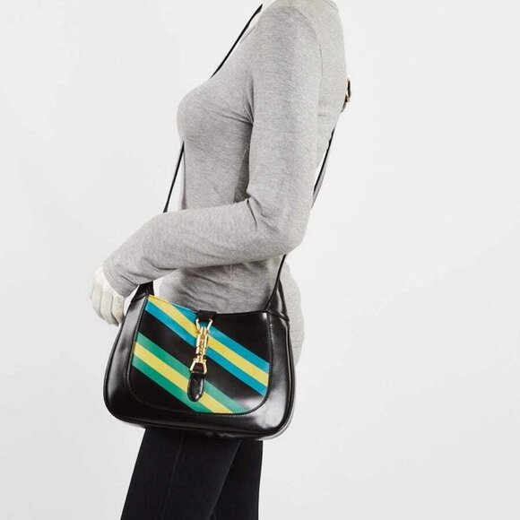 Gucci Black/Multicolored Geometric Printed Leather Jackie 1961 Small Shoulder... - Picture 2 of 11